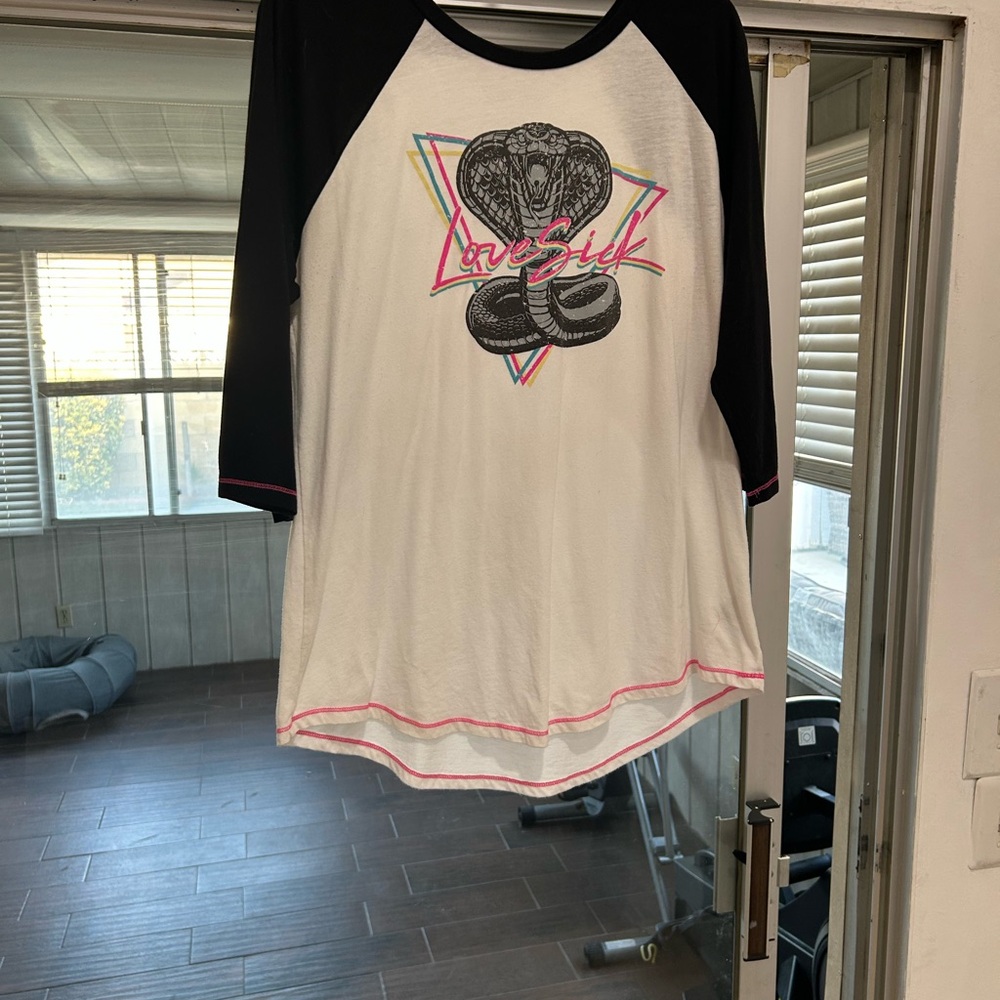 Black and White Graphic Raglan Tee